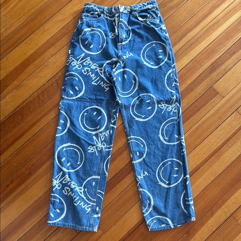 Blue Denim Smiley Face Jeans